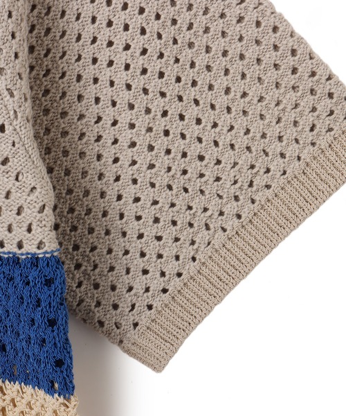 atmos（アトモス）の「atmos Crochet Polo Sweater / アトモス クロシェット ポロ セーター（ニット/セーター・メンズ・ブラック/ベージュ/グリーン・XL/L/M）」の6枚目の写真