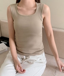 【extreme cashmere】 ベージュ スクエアネック タンクトップ square neck cropped tank top / スクエアネッククロップド