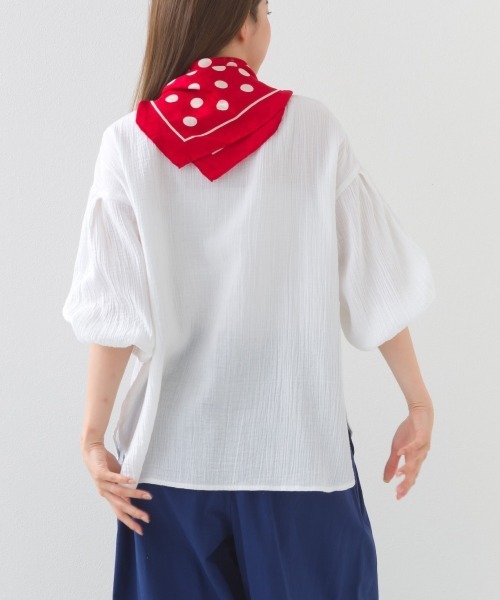 OMNES（オムネス）の「ダブルガーゼボリューム袖プルオーバー（Tシャツ/カットソー・レディース・ライム/ホワイト/ネイビー系/ブラック・FREE）」の7枚目の写真