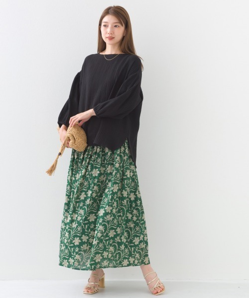 OMNES（オムネス）の「ダブルガーゼボリューム袖プルオーバー（Tシャツ/カットソー・レディース・ライム/ホワイト/ネイビー系/ブラック・FREE）」の13枚目の写真