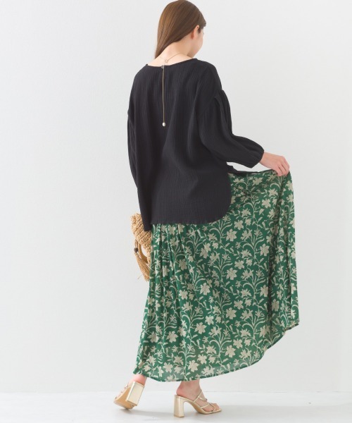 OMNES（オムネス）の「ダブルガーゼボリューム袖プルオーバー（Tシャツ/カットソー・レディース・ライム/ホワイト/ネイビー系/ブラック・FREE）」の14枚目の写真