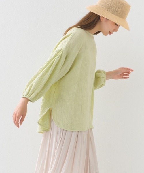 OMNES（オムネス）の「ダブルガーゼボリューム袖プルオーバー（Tシャツ/カットソー・レディース・ライム/ホワイト/ネイビー系/ブラック・FREE）」の16枚目の写真