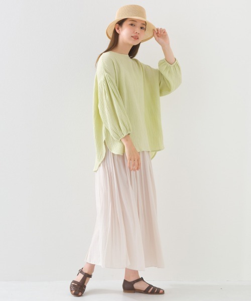 OMNES（オムネス）の「ダブルガーゼボリューム袖プルオーバー（Tシャツ/カットソー・レディース・ライム/ホワイト/ネイビー系/ブラック・FREE）」の18枚目の写真