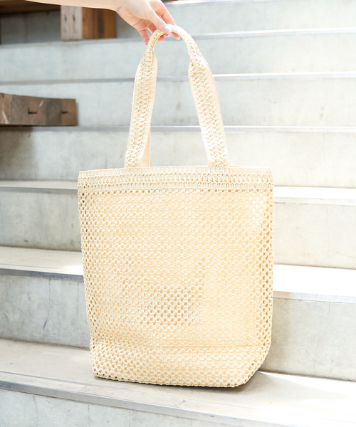 セール】【一部店舗限定】柄編みロゴトートバック（トートバッグ