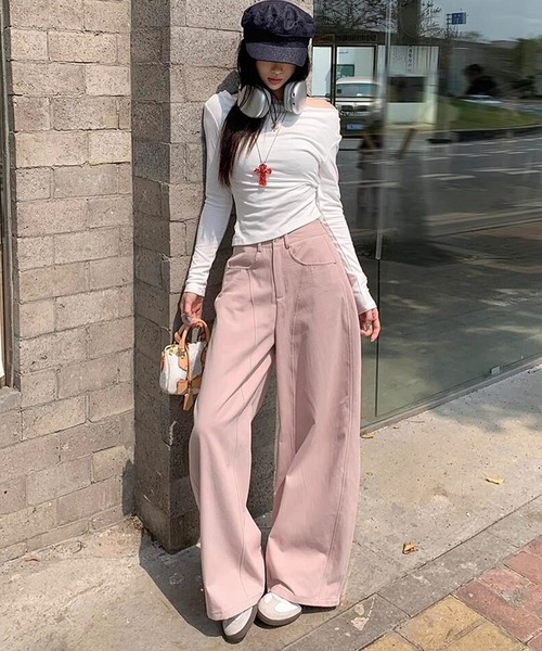 lohen バレルパンツ　白　ホワイト　38 Softポンチバレルレッグパンツ