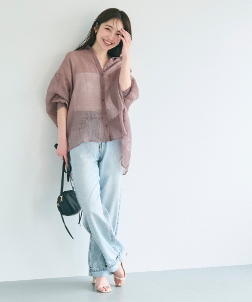 coca（coca）（コカ）の「シアービッグシャツ（シャツ/ブラウス・レディース・カーキ/ライトベージュ/グレイッシュベージュ/ブラック・S/L/M）」の6枚目の写真