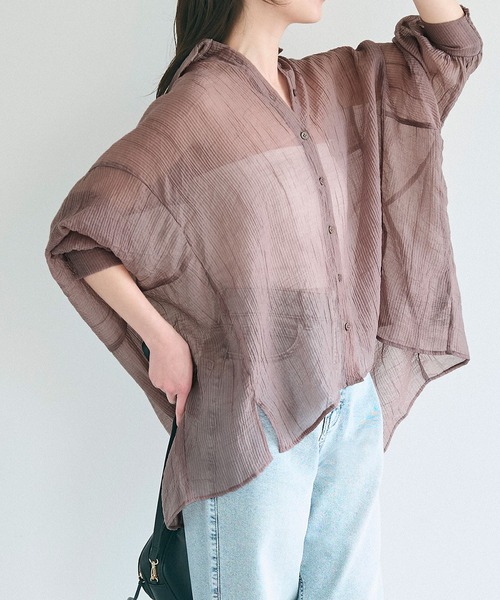 coca（coca）（コカ）の「シアービッグシャツ（シャツ/ブラウス・レディース・カーキ/ライトベージュ/グレイッシュベージュ/ブラック・S/L/M）」の7枚目の写真