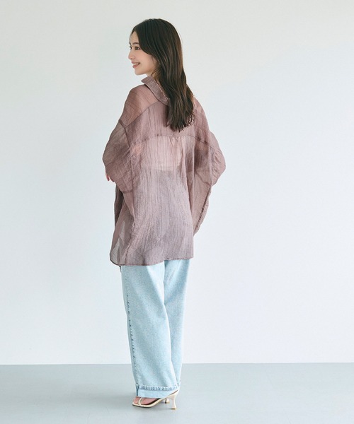 coca（coca）（コカ）の「シアービッグシャツ（シャツ/ブラウス・レディース・カーキ/ライトベージュ/グレイッシュベージュ/ブラック・S/L/M）」の8枚目の写真