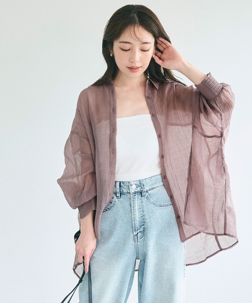 coca（coca）（コカ）の「シアービッグシャツ（シャツ/ブラウス・レディース・カーキ/ライトベージュ/グレイッシュベージュ/ブラック・S/L/M）」の9枚目の写真