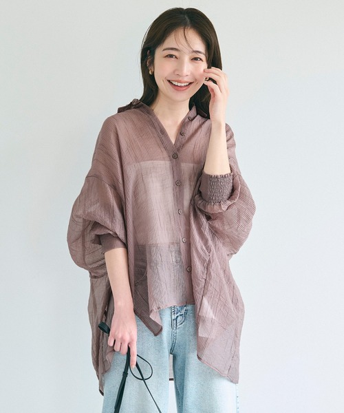 coca（coca）（コカ）の「シアービッグシャツ（シャツ/ブラウス・レディース・カーキ/ライトベージュ/グレイッシュベージュ/ブラック・S/L/M）」の10枚目の写真