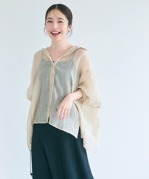 coca（coca）（コカ）の「シアービッグシャツ（シャツ/ブラウス・レディース・カーキ/ライトベージュ/グレイッシュベージュ/ブラック・S/L/M）」の11枚目の写真