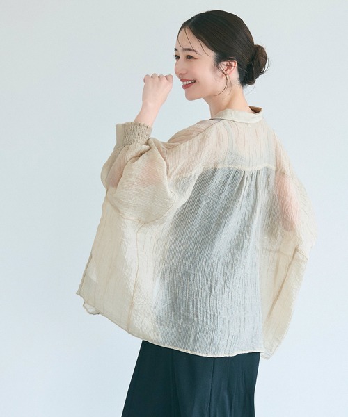 coca（coca）（コカ）の「シアービッグシャツ（シャツ/ブラウス・レディース・カーキ/ライトベージュ/グレイッシュベージュ/ブラック・S/L/M）」の12枚目の写真