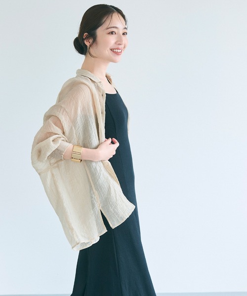 coca（coca）（コカ）の「シアービッグシャツ（シャツ/ブラウス・レディース・カーキ/ライトベージュ/グレイッシュベージュ/ブラック・S/L/M）」の13枚目の写真