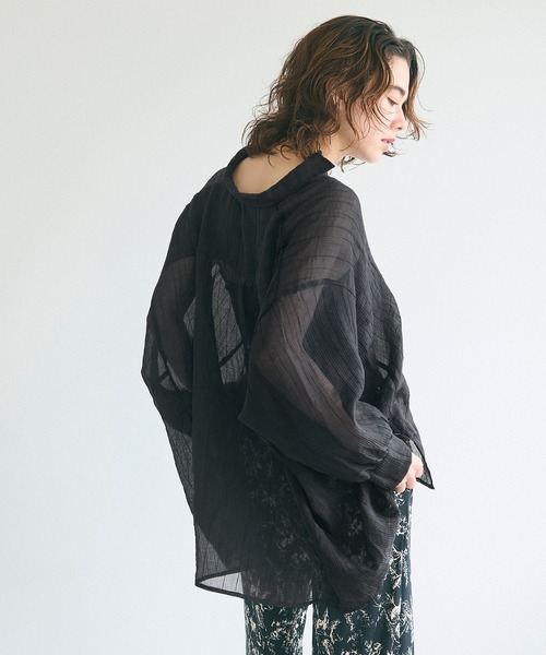 coca（coca）（コカ）の「シアービッグシャツ（シャツ/ブラウス・レディース・カーキ/ライトベージュ/グレイッシュベージュ/ブラック・S/L/M）」の16枚目の写真
