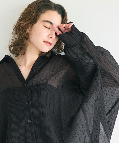 coca（coca）（コカ）の「シアービッグシャツ（シャツ/ブラウス・レディース・カーキ/ライトベージュ/グレイッシュベージュ/ブラック・S/L/M）」の18枚目の写真