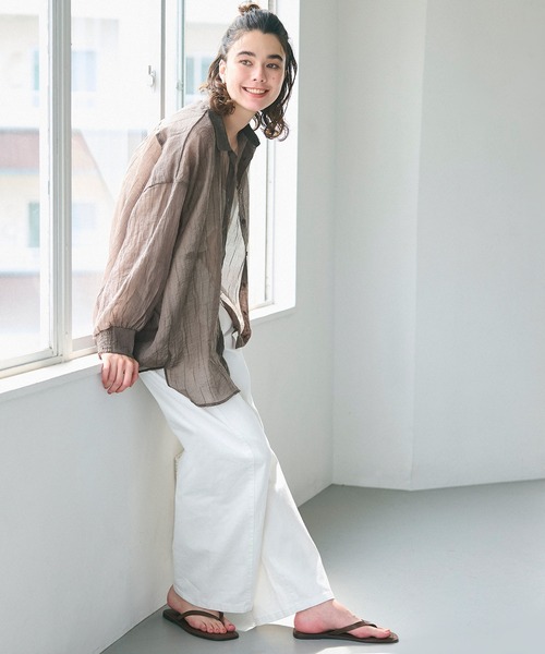 coca（coca）（コカ）の「シアービッグシャツ（シャツ/ブラウス・レディース・カーキ/ライトベージュ/グレイッシュベージュ/ブラック・S/L/M）」の19枚目の写真
