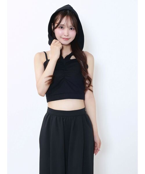 EATME(イートミー)の「フーディーベアTOP(キャミソール・レディース・グレー/ブラック/ネイビー・FREE)」の9枚目の写真