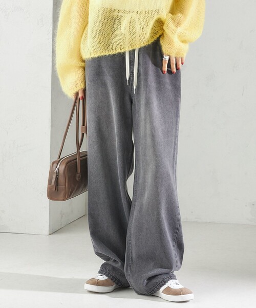 セール】〈洗濯機可能〉ドロスト イージー デニム パンツ(ダークグレー
