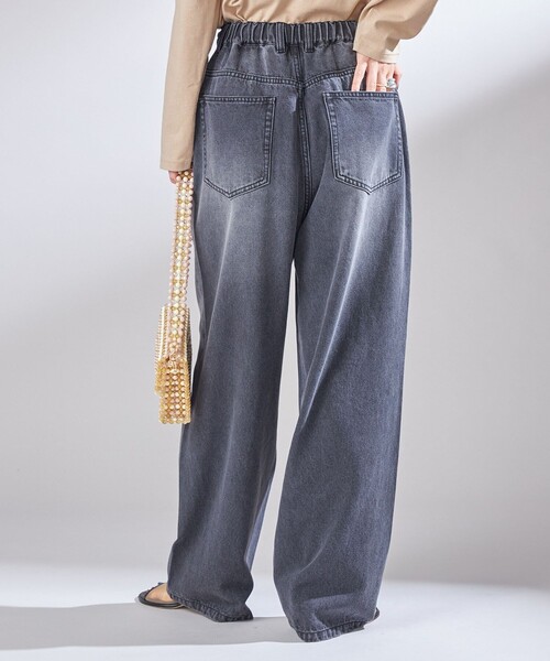 セール】〈洗濯機可能〉ドロスト イージー デニム パンツ(ダークグレー