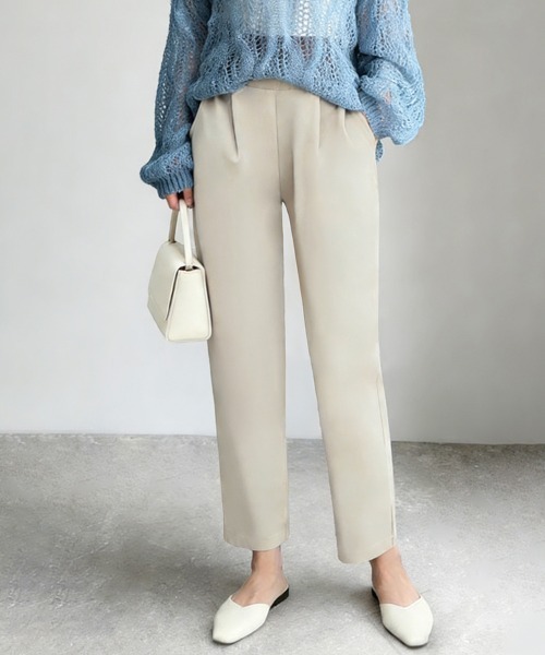 ONEP STAR(ワンピスター)の「ストレッチテーパードパンツ(その他パンツ・レディース・ベージュ/ネイビー/オレンジ/パープル/グリーン/グレー/オフホワイト/ブルー/ブラック/ピンクベージュ/グレイッシュベージュ/ダークブラウン/ワインレッド/ダークパープル・MEDIUM/LARGE/X-LARGE)」の2枚目の写真
