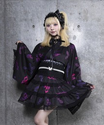 Amilige（アミリージュ）の「クロス蝶々総柄浴衣ワンピース＋帯セット（浴衣）」