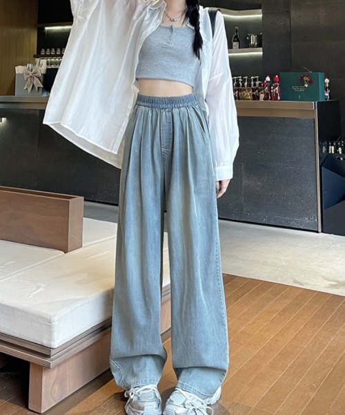 Ritzy(リッツィー)の「テンセル混ハイウエスト ワイドパンツ(その他パンツ・レディース・ホワイト/ブラック/ブルー・S/M/L)」の11枚目の写真