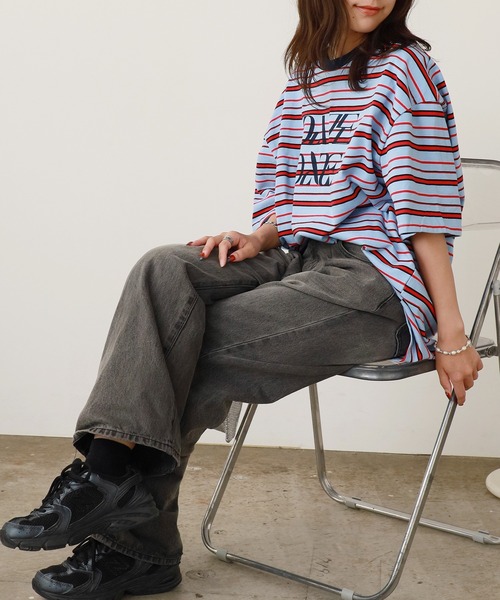 ROOPTOKYO（ループトウキョウ）の「マルチボーダーロゴプリントTシャツ 秋物 秋服 2026年秋冬（Tシャツ/カットソー・レディース・パープル/ネイビー・FREE）」の15枚目の写真
