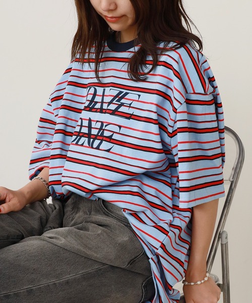 ROOPTOKYO（ループトウキョウ）の「マルチボーダーロゴプリントTシャツ 秋物 秋服 2026年秋冬（Tシャツ/カットソー・レディース・パープル/ネイビー・FREE）」の13枚目の写真