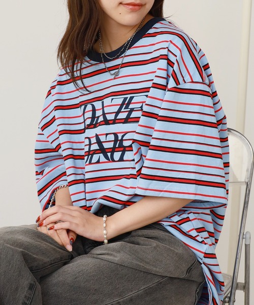 ROOPTOKYO（ループトウキョウ）の「マルチボーダーロゴプリントTシャツ 秋物 秋服 2026年秋冬（Tシャツ/カットソー・レディース・パープル/ネイビー・FREE）」の11枚目の写真