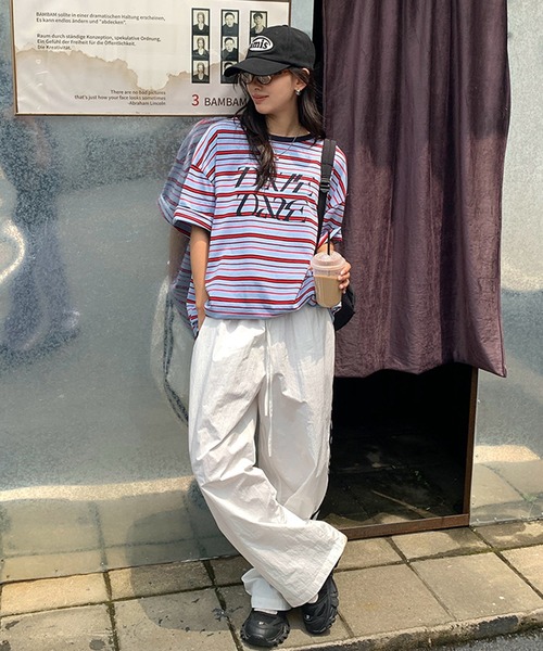 ROOPTOKYO（ループトウキョウ）の「マルチボーダーロゴプリントTシャツ 秋物 秋服 2026年秋冬（Tシャツ/カットソー・レディース・パープル/ネイビー・FREE）」の10枚目の写真