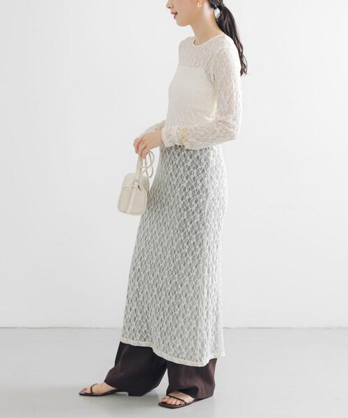 URBAN RESEARCH（アーバンリサーチ）の「ストレッチレースカットワンピース（ワンピース・レディース・ブラック/オフホワイト・FREE）」の5枚目の写真