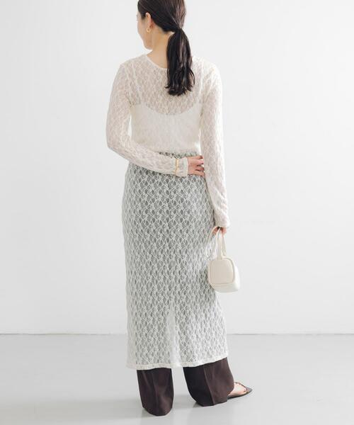 URBAN RESEARCH（アーバンリサーチ）の「ストレッチレースカットワンピース（ワンピース・レディース・ブラック/オフホワイト・FREE）」の6枚目の写真