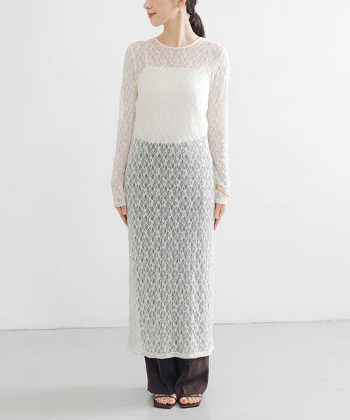 URBAN RESEARCH（アーバンリサーチ）の「ストレッチレースカットワンピース（ワンピース・レディース・ブラック/オフホワイト・FREE）」の10枚目の写真