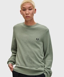 【希少⭐︎美品】フレッドペリー ロゴ刺繍 サマーニット 5部丈 ネイビー M FRED PERRY｜フレッドペリー（レディース）のニット/セーター（ブルー