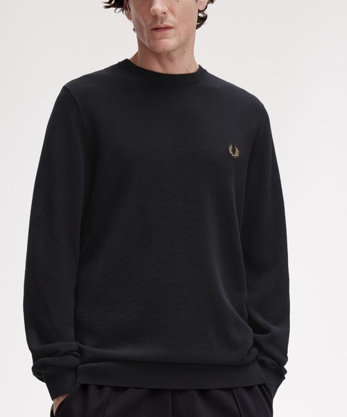 FRED PERRY(フレッドペリー)の「Pique Stitch Jumper/ピケステッチニット(ニット/セーター・メンズ・ワインレッド/ブラウン/ブルー系その他/ダークブルー/ブラック/ネイビー/オフホワイト・S/M/L)」の3枚目の写真
