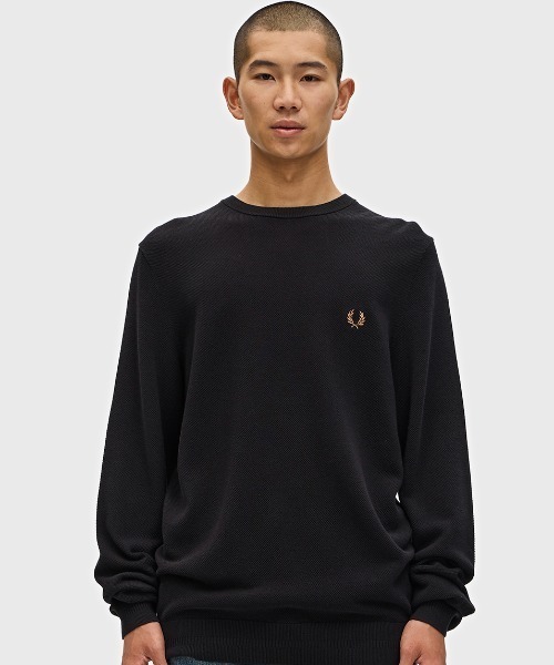 FRED PERRY サマーニット黒 Pique Stitch Jumper／ピケステッチニット（ニット/セーター