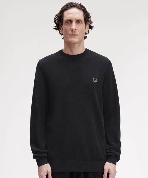 FRED PERRY サマーニット黒 Pique Stitch Jumper／ピケステッチニット（ニット/セーター