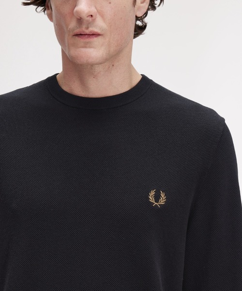 フレッドペリー Pique Stitch Jumper 黒 S Pique Stitch Jumper／ピケステッチニット（ニット/セーター）｜FRED
