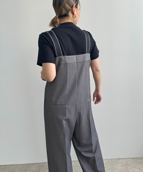 LHELBIE(レルビエ)の「ジップアップサロペット(サロペット/オーバーオール・レディース・グレイッシュベージュ/ネイビー/グレー・M)」の5枚目の写真