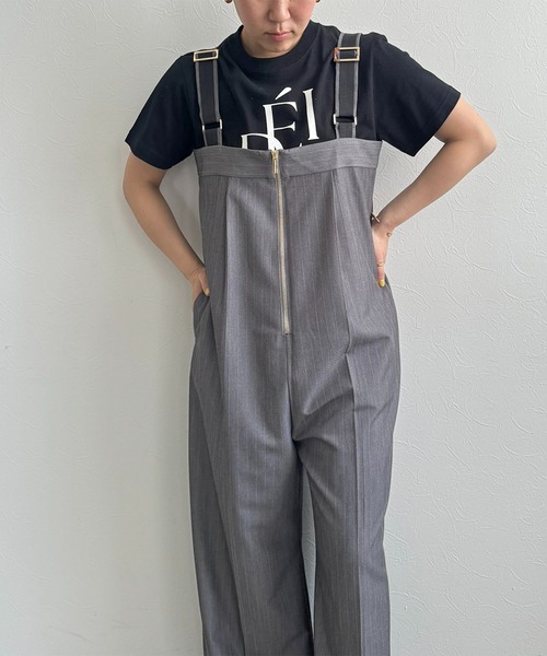 LHELBIE(レルビエ)の「ジップアップサロペット(サロペット/オーバーオール・レディース・グレイッシュベージュ/ネイビー/グレー・M)」の6枚目の写真