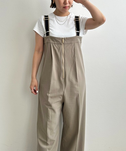LHELBIE(レルビエ)の「ジップアップサロペット(サロペット/オーバーオール・レディース・グレイッシュベージュ/ネイビー/グレー・M)」の22枚目の写真