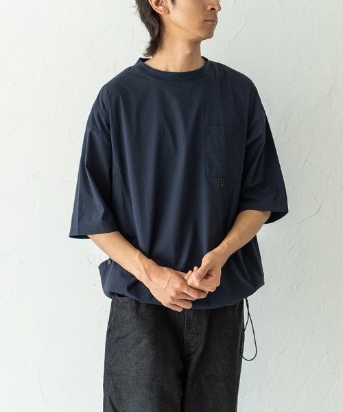 HORIZON DREAM(ホライゾンドリーム)の「速乾布帛ナナメ切替ポケットTシャツ(Tシャツ/カットソー・メンズ・ホワイト/ネイビー・LARGE/MEDIUM)」の13枚目の写真