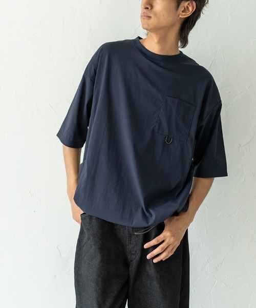 HORIZON DREAM(ホライゾンドリーム)の「速乾布帛ナナメ切替ポケットTシャツ(Tシャツ/カットソー・メンズ・ホワイト/ネイビー・LARGE/MEDIUM)」の20枚目の写真