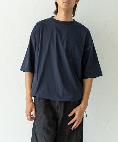 HORIZON DREAM(ホライゾンドリーム)の「速乾布帛ナナメ切替ポケットTシャツ(Tシャツ/カットソー・メンズ・ホワイト/ネイビー・LARGE/MEDIUM)」の7枚目の写真
