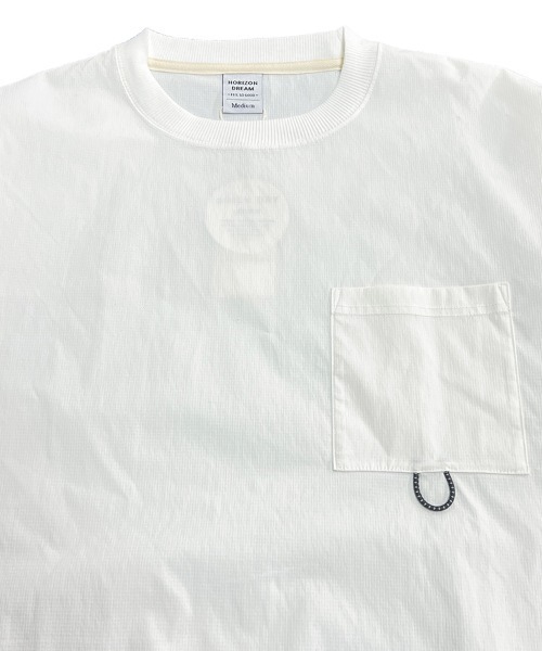 HORIZON DREAM(ホライゾンドリーム)の「速乾布帛ナナメ切替ポケットTシャツ(Tシャツ/カットソー・メンズ・ホワイト/ネイビー・LARGE/MEDIUM)」の9枚目の写真