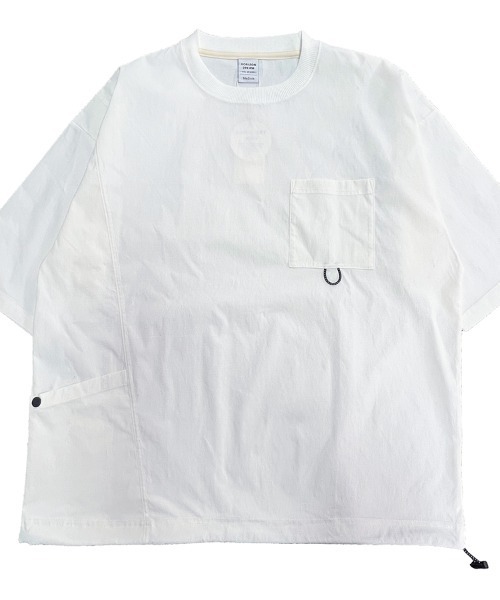 HORIZON DREAM(ホライゾンドリーム)の「速乾布帛ナナメ切替ポケットTシャツ(Tシャツ/カットソー・メンズ・ホワイト/ネイビー・LARGE/MEDIUM)」の12枚目の写真