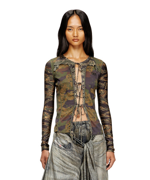 DIESEL(ディーゼル)の「ウィメンズ 長袖トップ T-AFRY(Tシャツ/カットソー・レディース・カモフラージュ・LARGE/MEDIUM/SMALL/X-LARGE/X-SMALL)」の4枚目の写真
