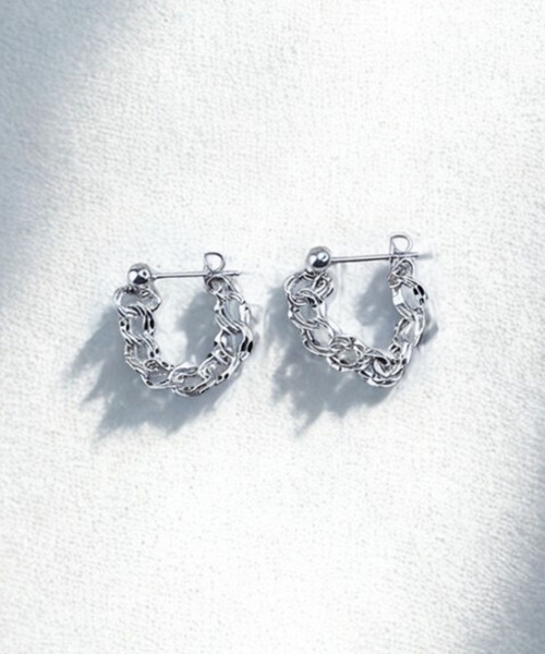 yu-ka（ユーカ）の「YU-KA:チェーンフープピアス chain hoop pierce（ピアス（両耳用）・レディース・シルバー・FREE）」の2枚目の写真