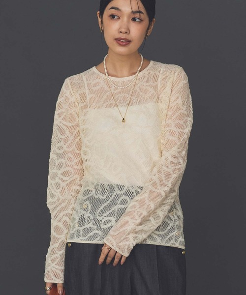 Torrazzo Donna(トラッゾドンナ)の「ジャガードレースクルーネックニット(ニット/セーター・レディース・アイボリー/ブラック・FREE)」の17枚目の写真