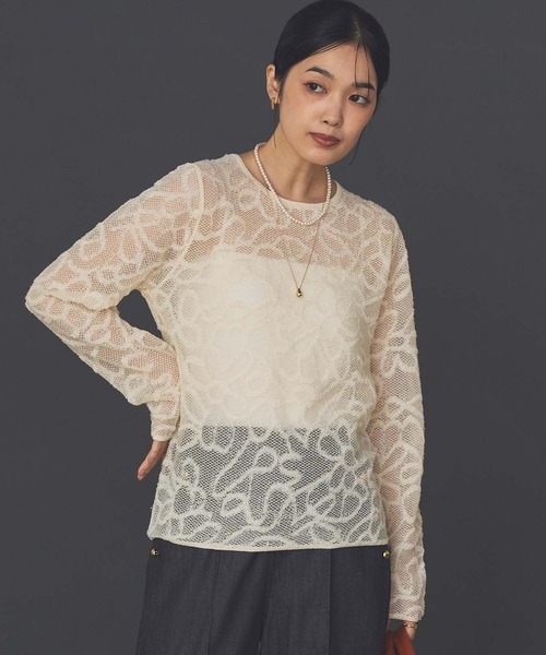 Torrazzo Donna(トラッゾドンナ)の「ジャガードレースクルーネックニット(ニット/セーター・レディース・アイボリー/ブラック・FREE)」の20枚目の写真
